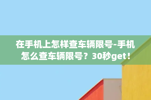 在手机上怎样查车辆限号-手机怎么查车辆限号？30秒get！