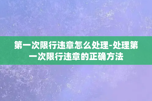 第一次限行违章怎么处理-处理第一次限行违章的正确方法