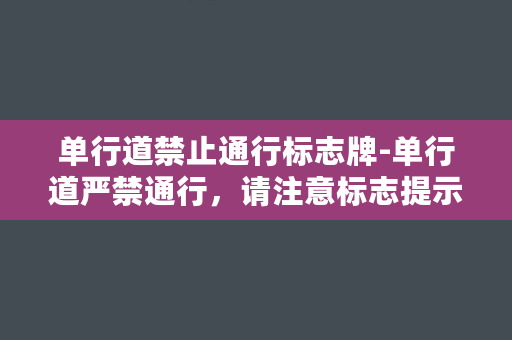 单行道禁止通行标志牌-单行道严禁通行，请注意标志提示！