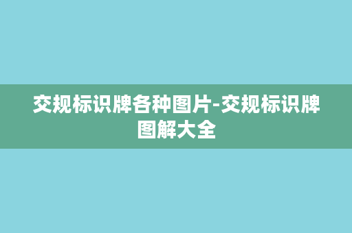 交规标识牌各种图片-交规标识牌图解大全