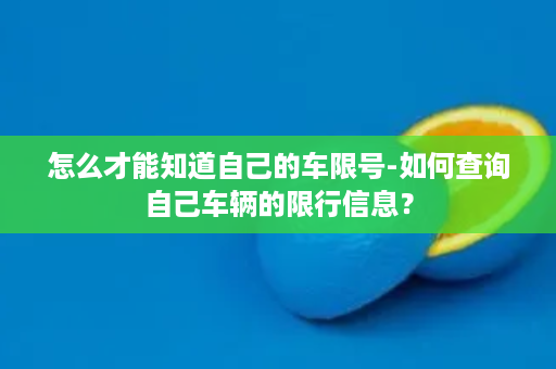 怎么才能知道自己的车限号-如何查询自己车辆的限行信息？