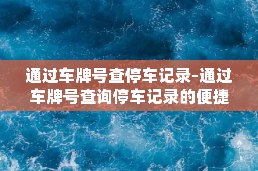 通过车牌号查停车记录-通过车牌号查询停车记录的便捷工具