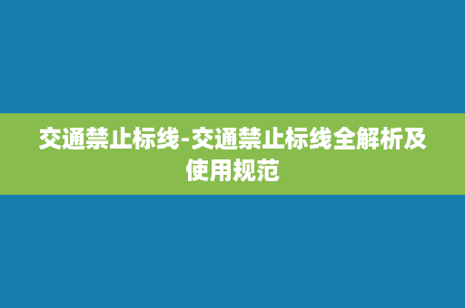 交通禁止标线-交通禁止标线全解析及使用规范