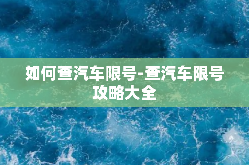 如何查汽车限号-查汽车限号攻略大全