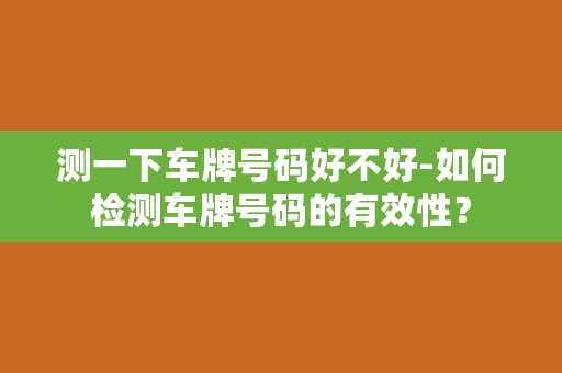 测一下车牌号码好不好-如何检测车牌号码的有效性？