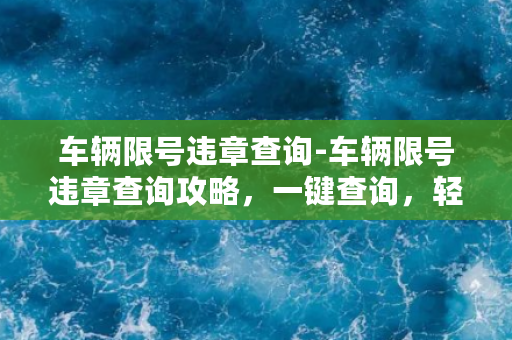 车辆限号违章查询-车辆限号违章查询攻略，一键查询，轻松避开限行尴尬！