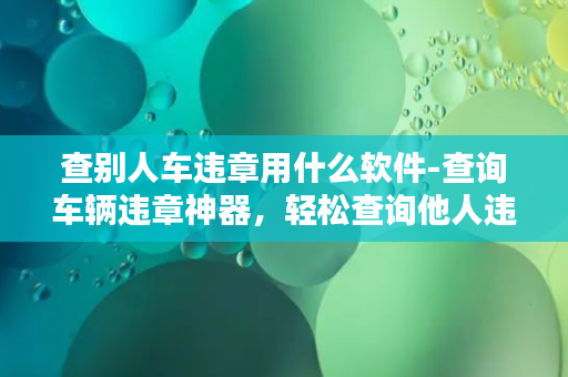 查别人车违章用什么软件-查询车辆违章神器，轻松查询他人违章记录