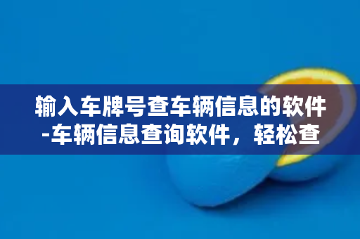 输入车牌号查车辆信息的软件-车辆信息查询软件，轻松查车牌，驾驶更安心！