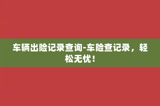 车辆出险记录查询-车险查记录，轻松无忧！