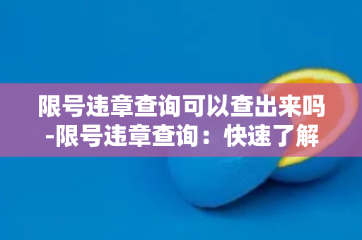 限号违章查询可以查出来吗-限号违章查询：快速了解车辆违章情况