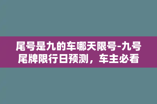 尾号是九的车哪天限号-九号尾牌限行日预测，车主必看！