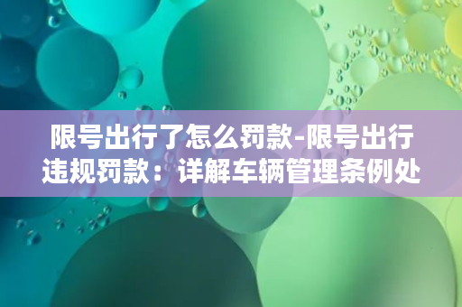 限号出行了怎么罚款-限号出行违规罚款：详解车辆管理条例处罚措施！