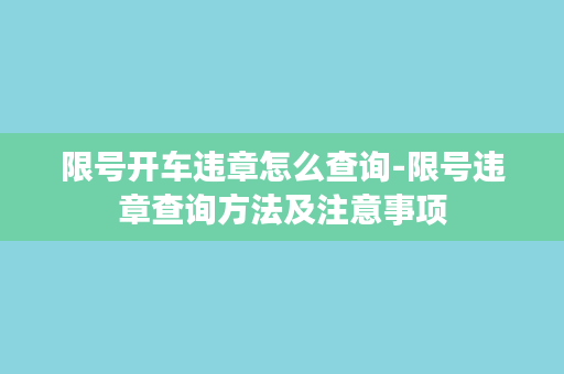 限号开车违章怎么查询-限号违章查询方法及注意事项