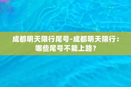 成都明天限行尾号-成都明天限行：哪些尾号不能上路？