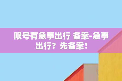 限号有急事出行 备案-急事出行？先备案！