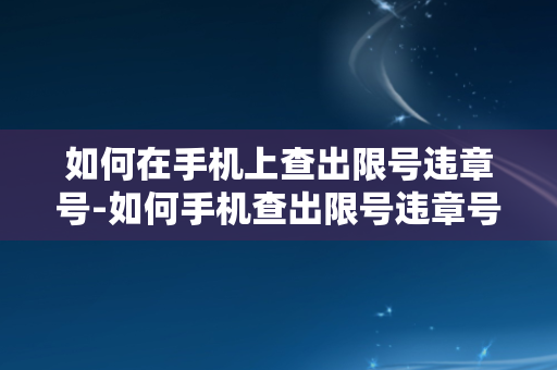 如何在手机上查出限号违章号-如何手机查出限号违章号