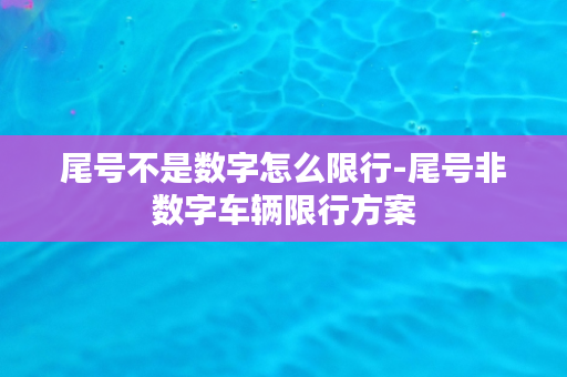 尾号不是数字怎么限行-尾号非数字车辆限行方案