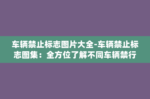 车辆禁止标志图片大全-车辆禁止标志图集：全方位了解不同车辆禁行标志