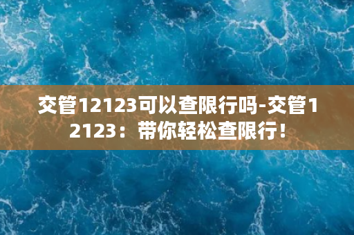 交管12123可以查限行吗-交管12123：带你轻松查限行！