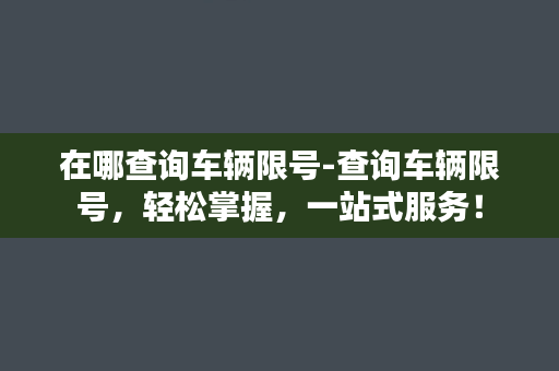 在哪查询车辆限号-查询车辆限号，轻松掌握，一站式服务！