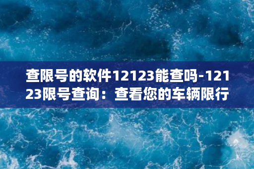 查限号的软件12123能查吗-12123限号查询：查看您的车辆限行情况