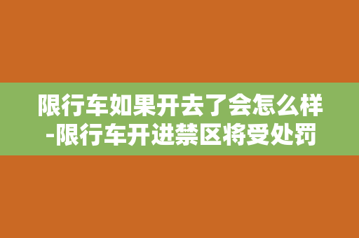 限行车如果开去了会怎么样-限行车开进禁区将受处罚