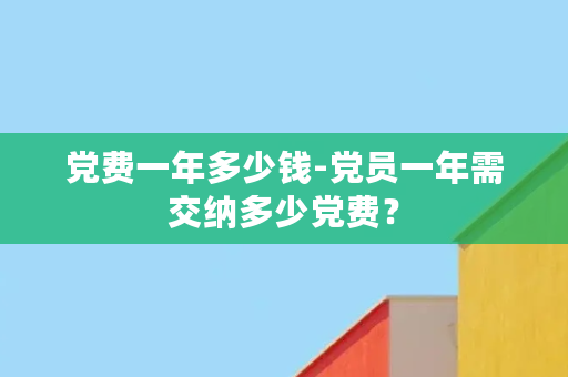 党费一年多少钱-党员一年需交纳多少党费？